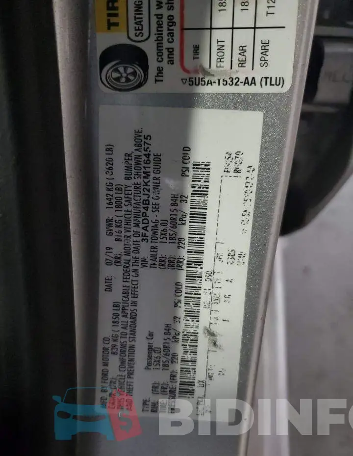 3FADP4BJ2KM164575 Photo# 12