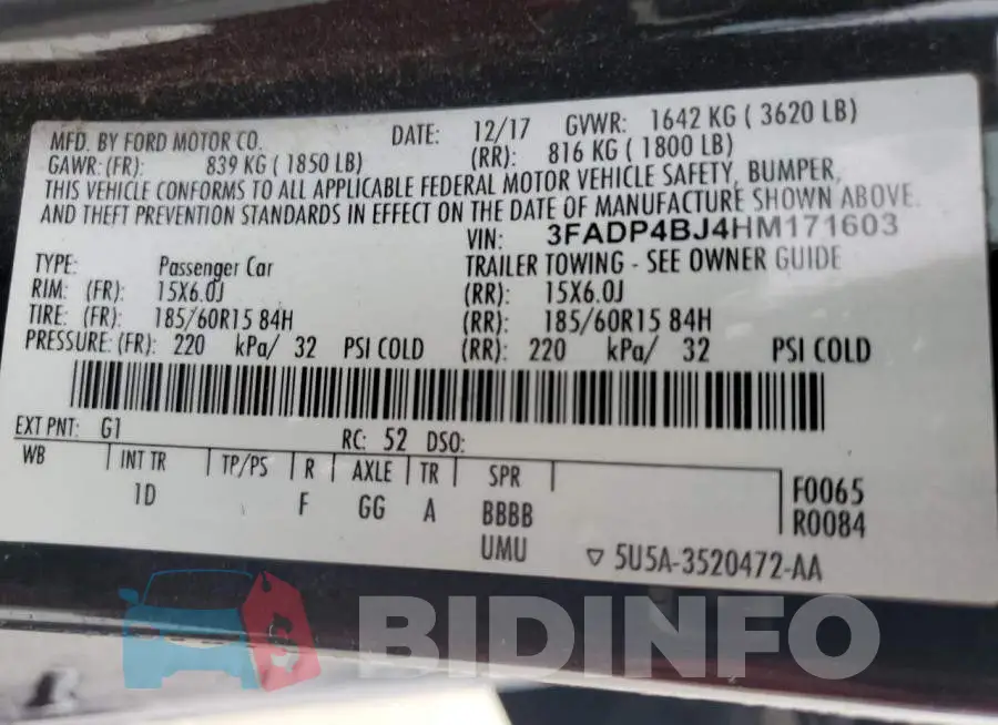 3FADP4BJ4HM171603 Photo# 13