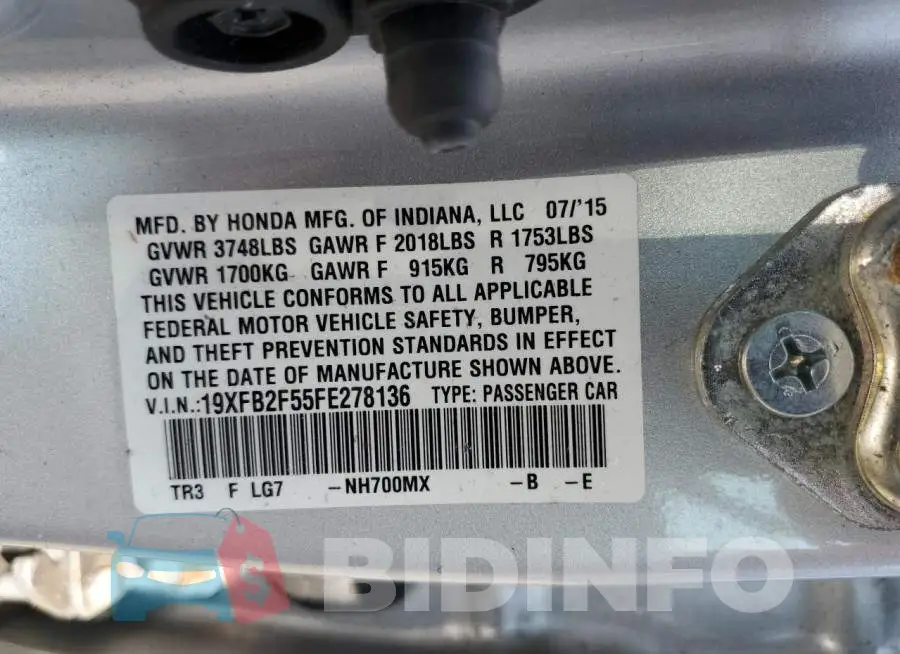19XFB2F55FE278136 Photo# 12