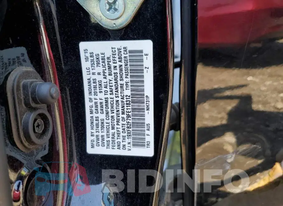 19XFB2F79FE118312 Photo# 12