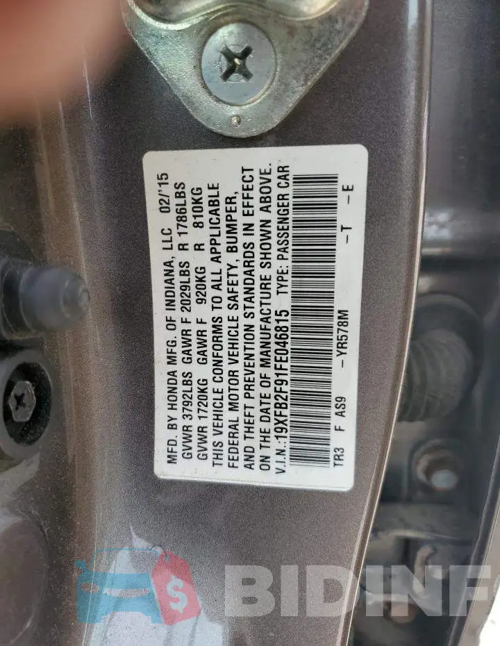 19XFB2F91FE046815 Photo# 12
