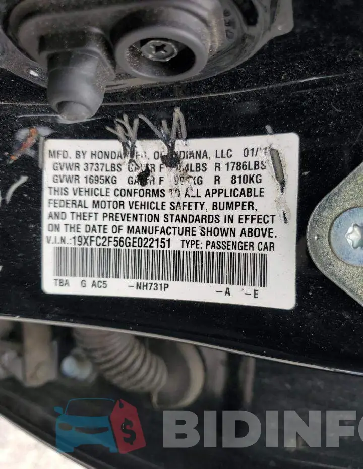 19XFC2F56GE022151 Photo# 12