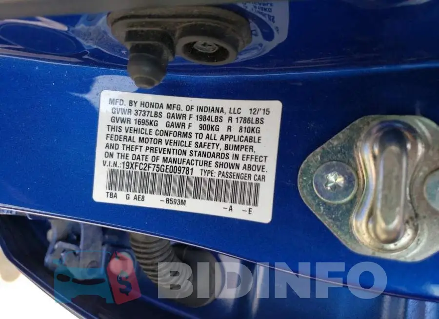 19XFC2F75GE009781 Photo# 12