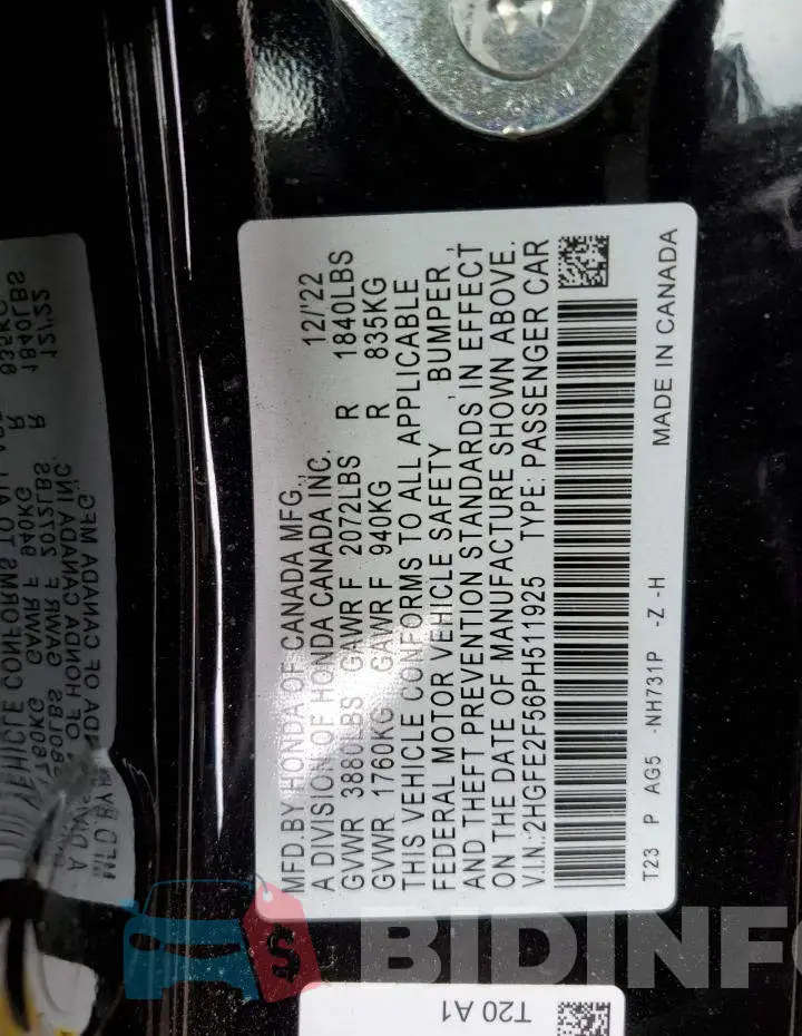 2HGFE2F56PH511925 Photo# 12