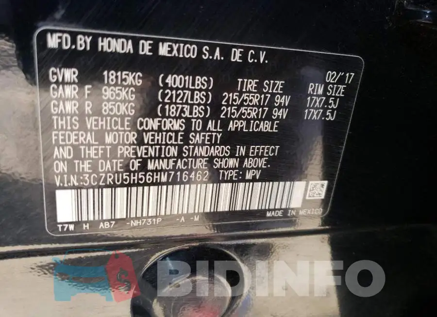 3CZRU5H56HM716462 Photo# 12