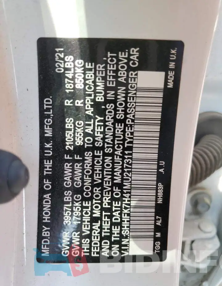 SHHFK7H41MU217311 Photo# 12