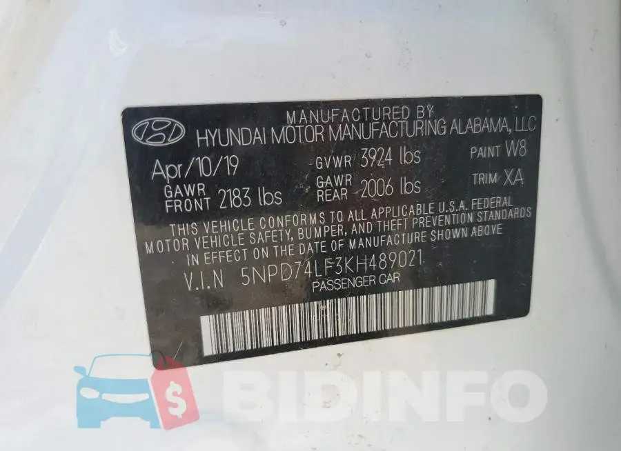 5NPD74LF3KH489021 Photo# 12