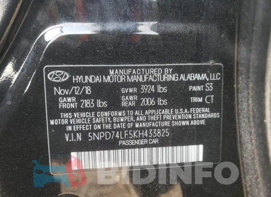 5NPD74LF5KH433825 Photo# 12