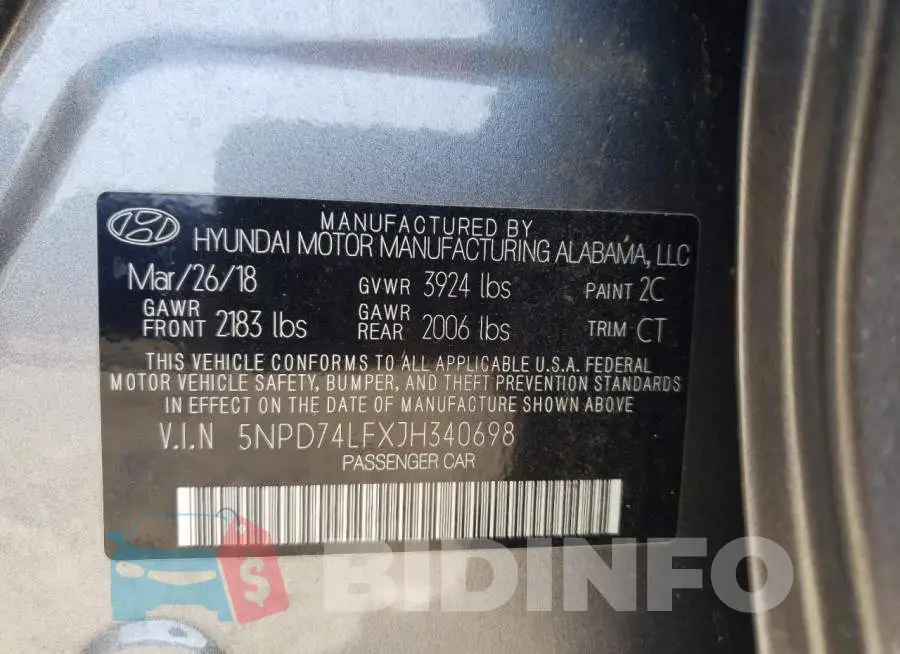 5NPD74LFXJH340698 Photo# 12