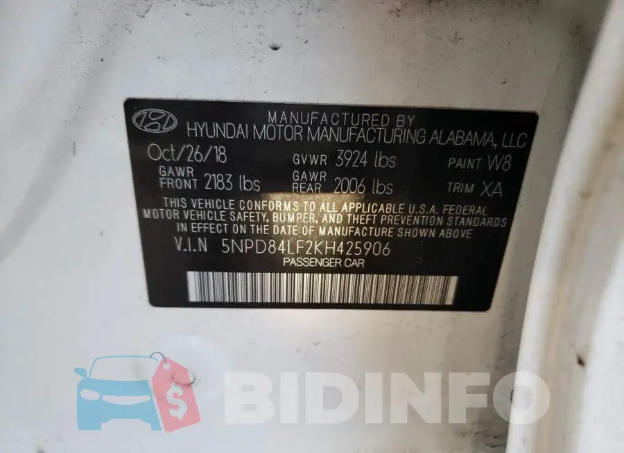 5NPD84LF2KH425906 Photo# 10