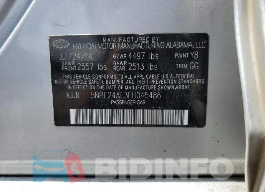 5NPE24AF3FH045486 Photo# 12