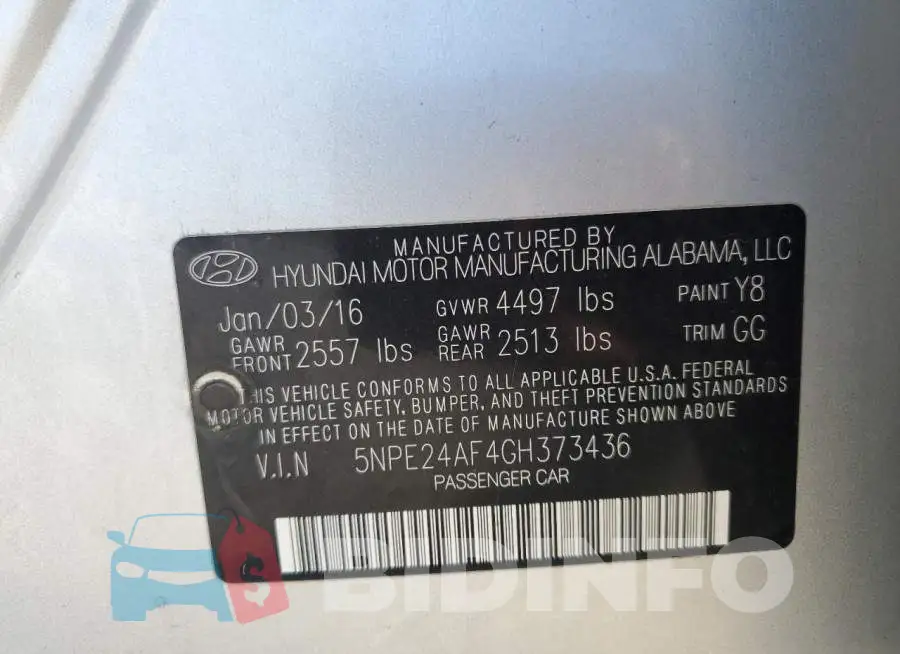 5NPE24AF4GH373436 Photo# 12