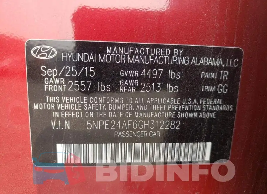 5NPE24AF6GH312282 Photo# 12