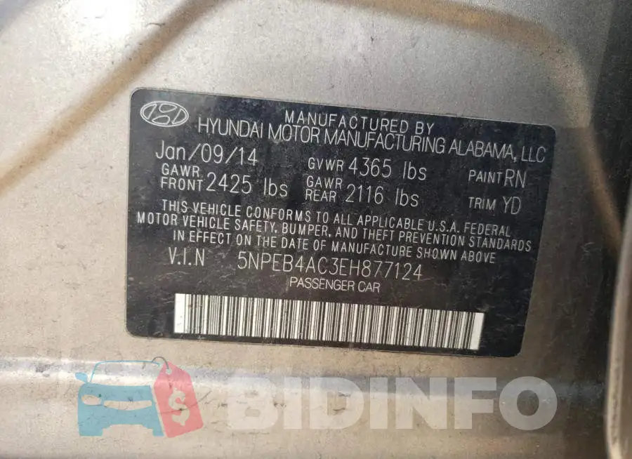 5NPEB4AC3EH877124 Photo# 13