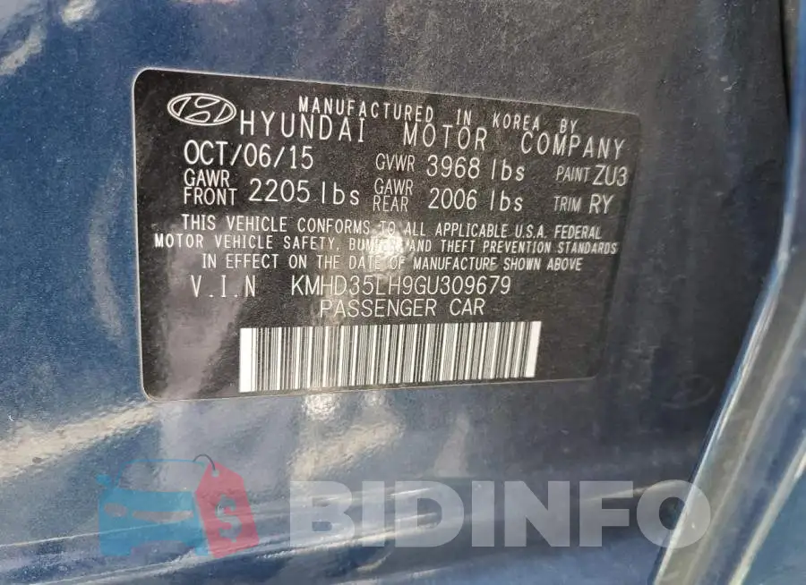 KMHD35LH9GU309679 Photo# 12