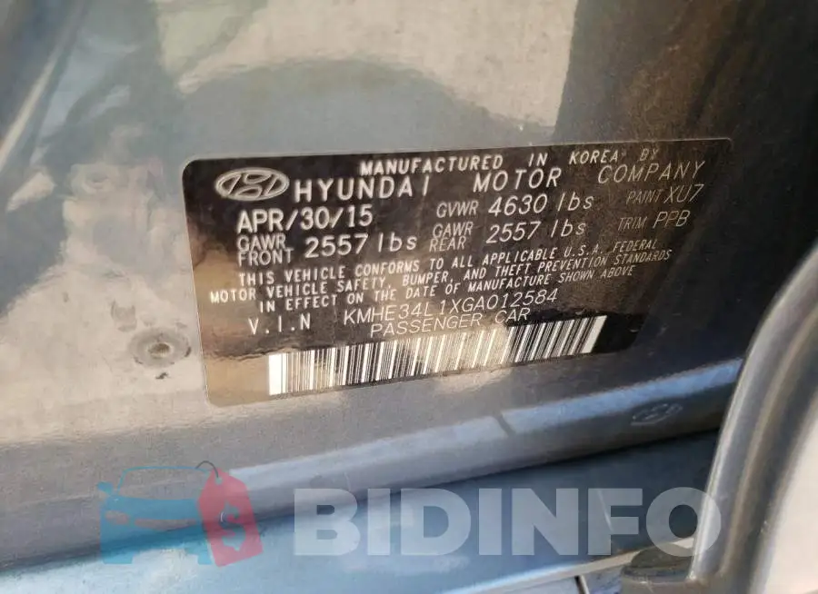 KMHE34L1XGA012584 Photo# 12