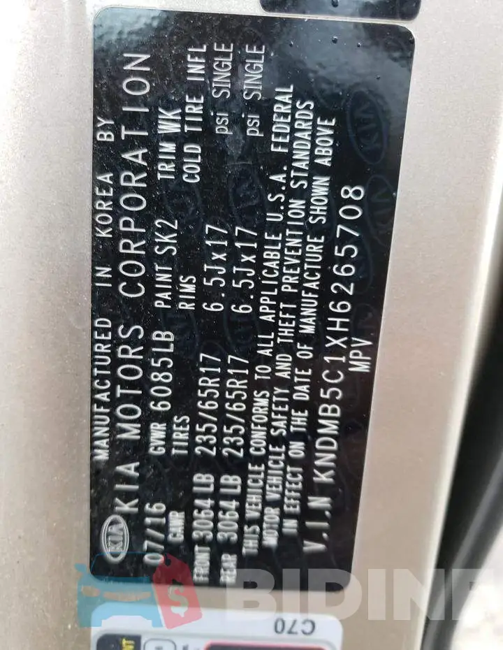 KNDMB5C1XH6265708 Photo# 13