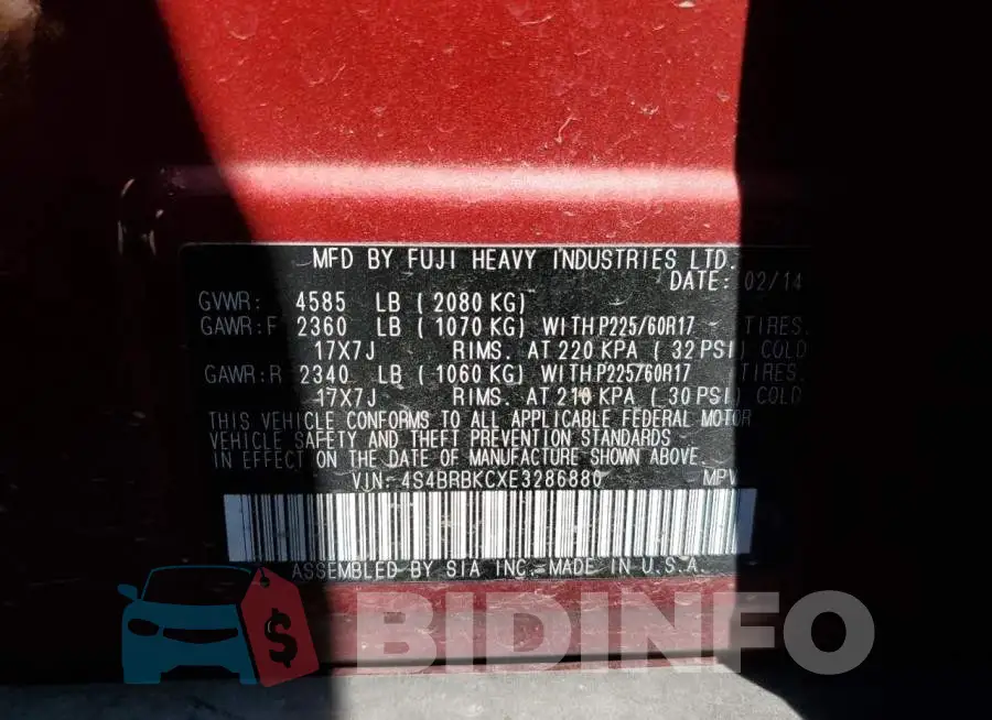 4S4BRBKCXE3286880 Photo# 13