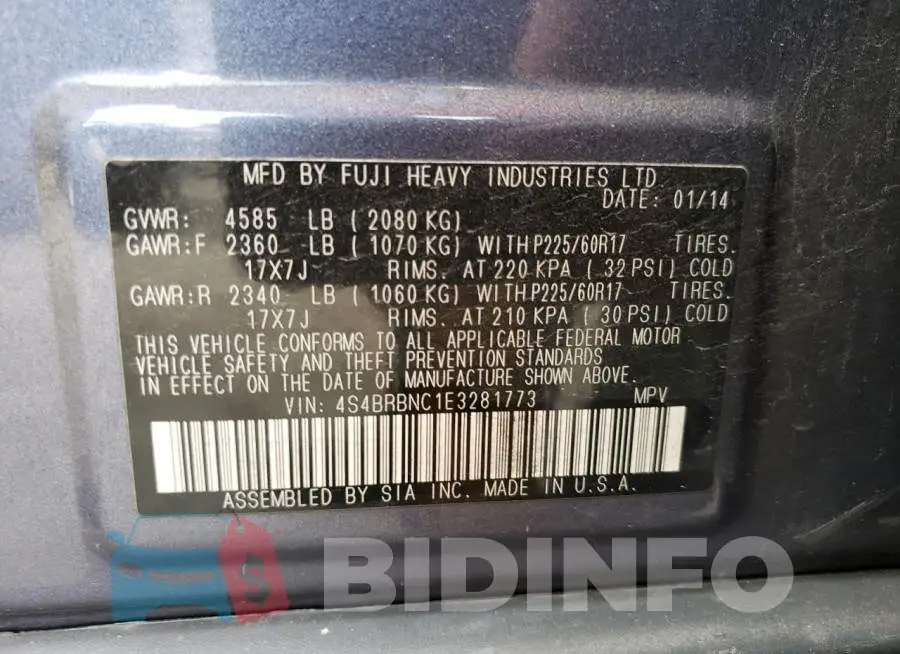 4S4BRBNC1E3281773 Photo# 12