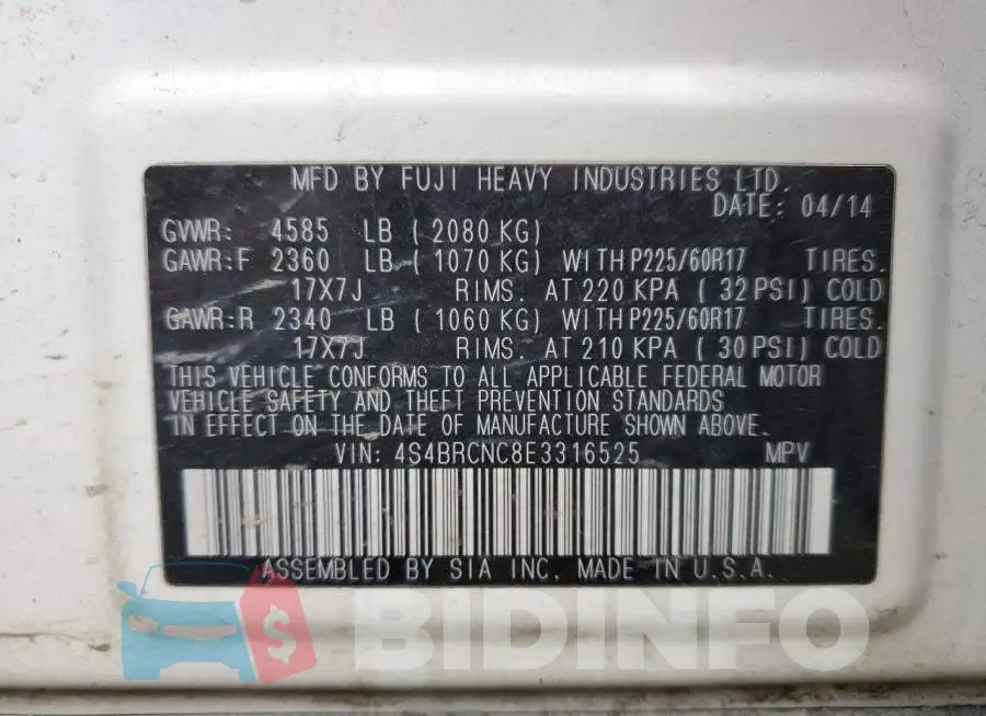 4S4BRCNC8E3316525 Photo# 12