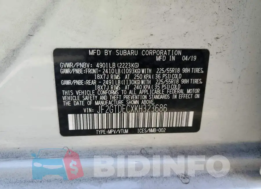 JF2GTDECXKH323686 Photo# 13