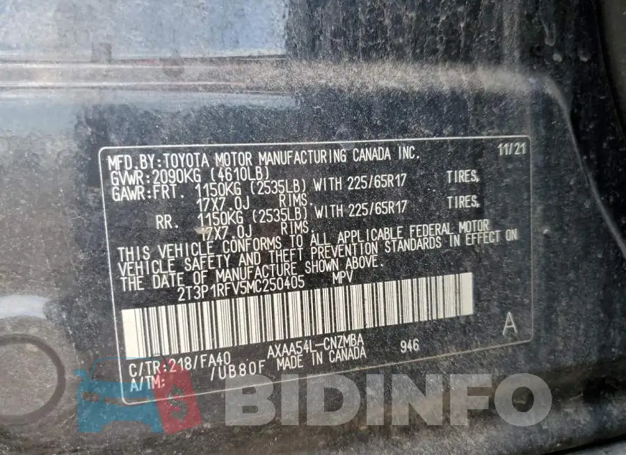 2T3P1RFV5MC250405 Photo# 13