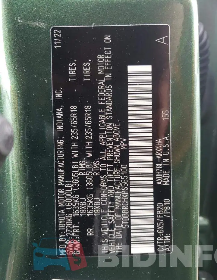 5TDBBRCHXPS565100 Photo# 13