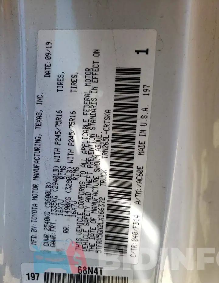 5TFRX5GN2LX166372 Photo# 12