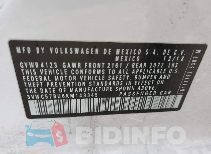3VWC57BU6KM143345 Photo# 12