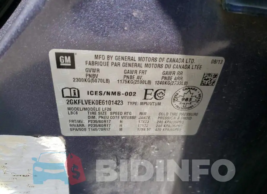 2GKFLVEK0E6101423 Photo# 13