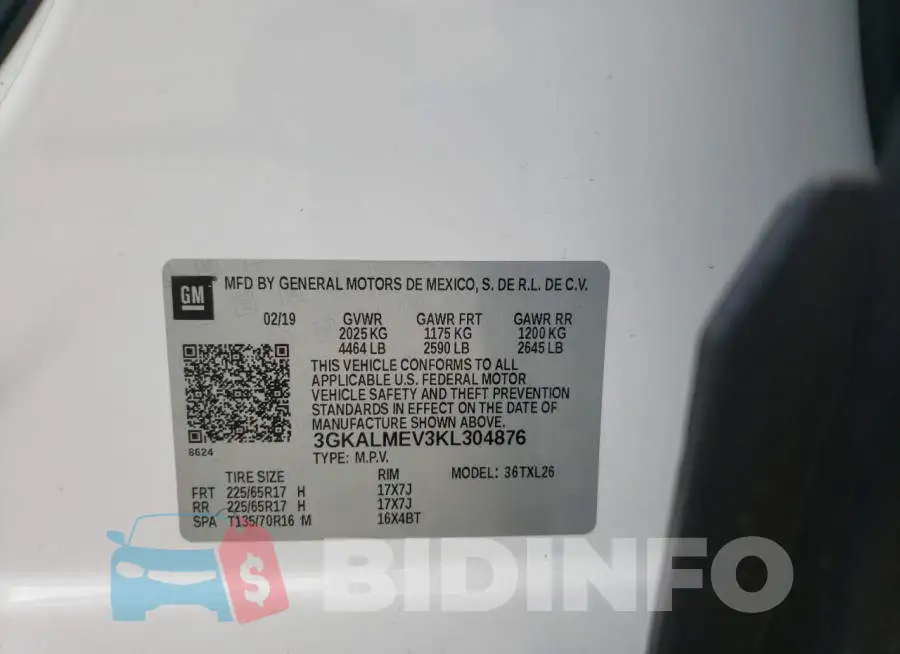 3GKALMEV3KL304876 Photo# 13