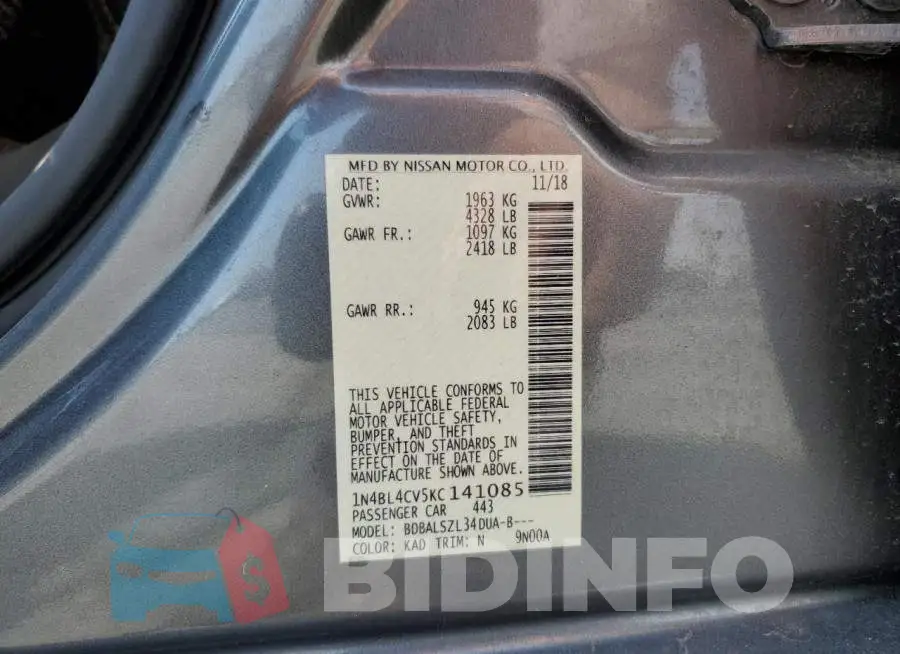 1N4BL4CV5KC141085 Photo# 12