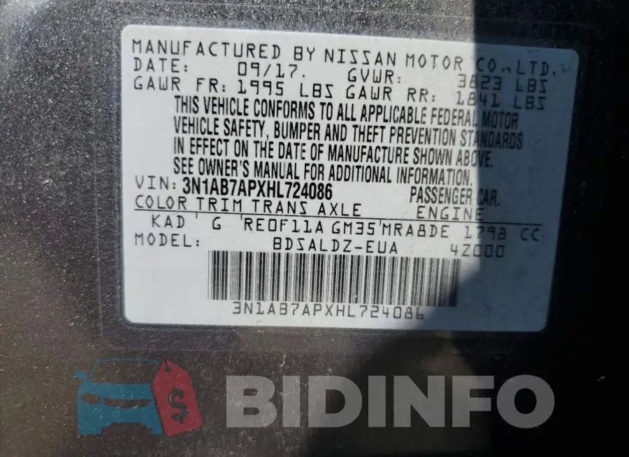 3N1AB7APXHL724086 Photo# 13