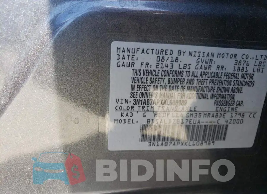 3N1AB7APXKL608989 Photo# 12