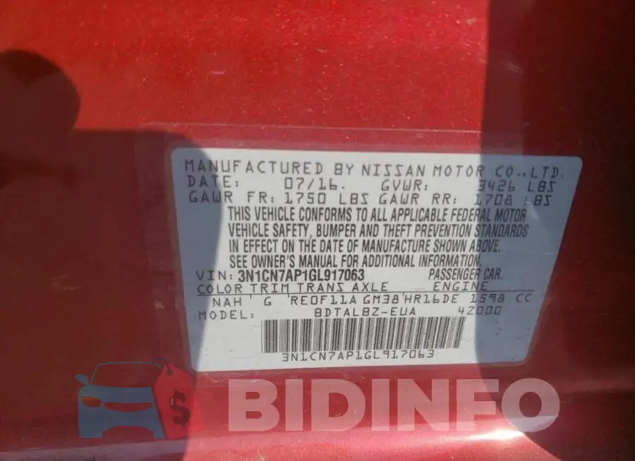3N1CN7AP1GL917063 Photo# 12