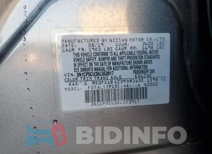 3N1CP5CU3KL553917 Photo# 13