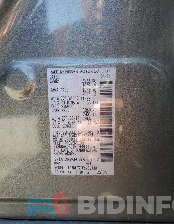 5N1AT2MVXFC893357 Photo# 13