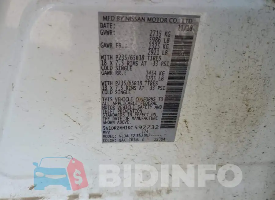 5N1DR2MN1KC597732 Photo# 14