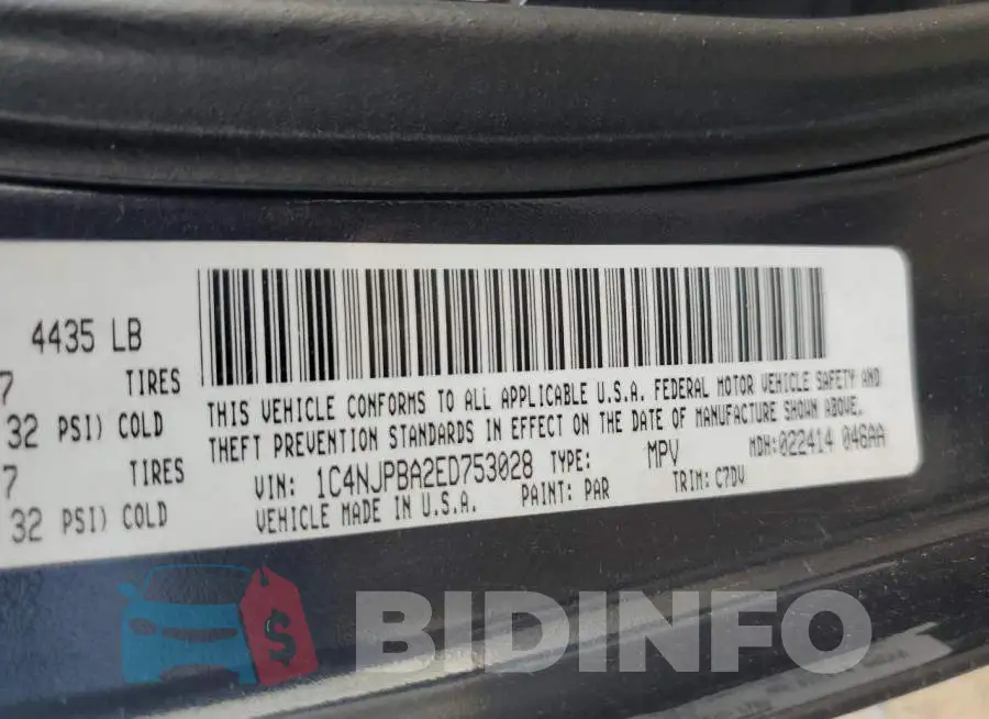 1C4NJPBA2ED753028 Photo# 13