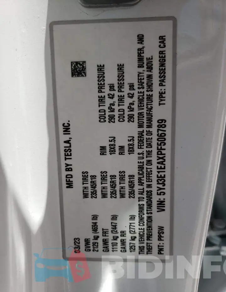 5YJ3E1EAXPF506789 Photo# 12