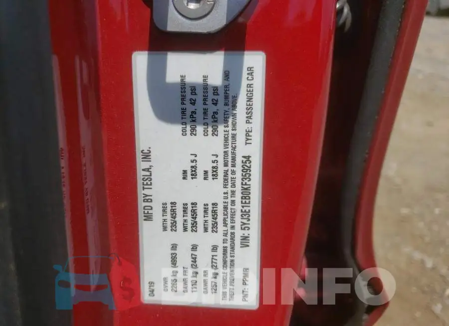 5YJ3E1EB0KF359254 Photo# 12
