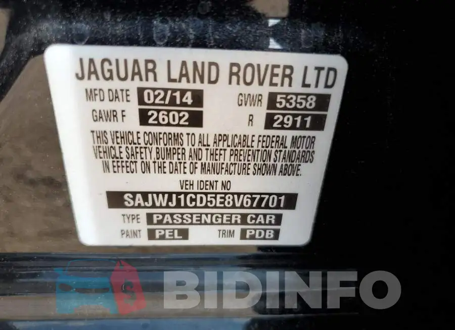 SAJWJ1CD5E8V67701 Photo# 12