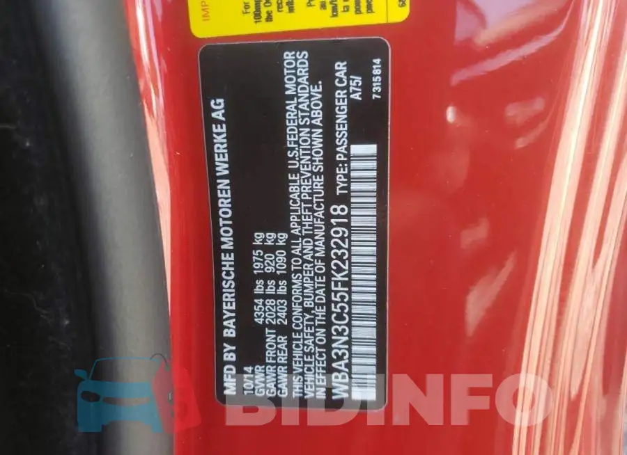 WBA3N3C55FK232918 Photo# 12