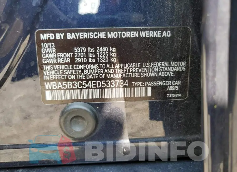 WBA5B3C54ED533734 Photo# 12