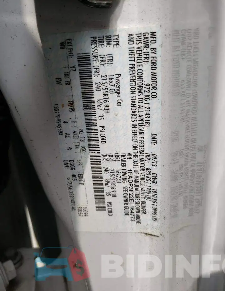 1FADP3F22EL164773 Photo# 12