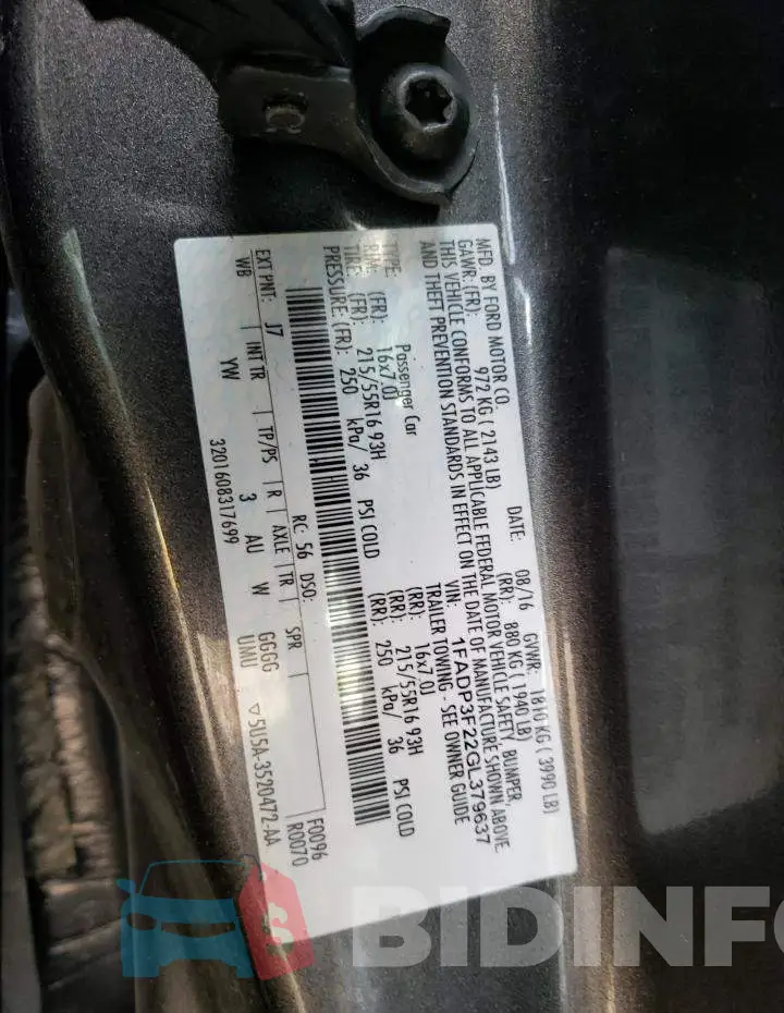 1FADP3F22GL379637 Photo# 12
