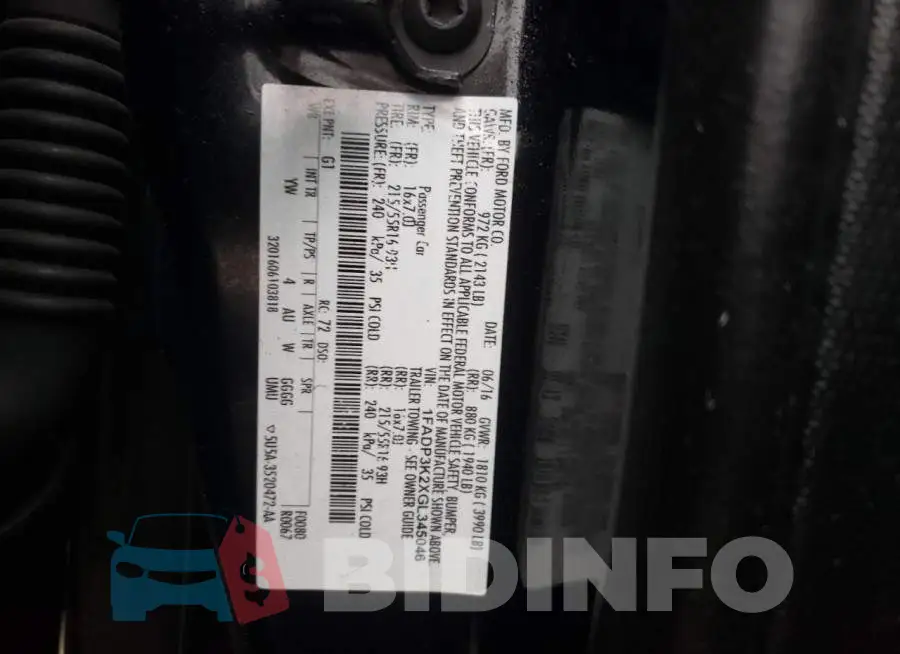 1FADP3K2XGL345046 Photo# 13