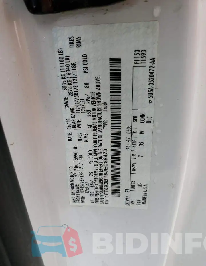 1FT8X3BT6JEC88473 Photo# 13