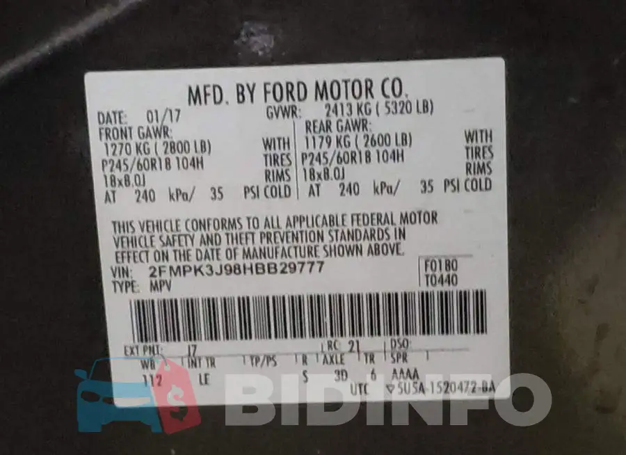 2FMPK3J98HBB29777 Photo# 13