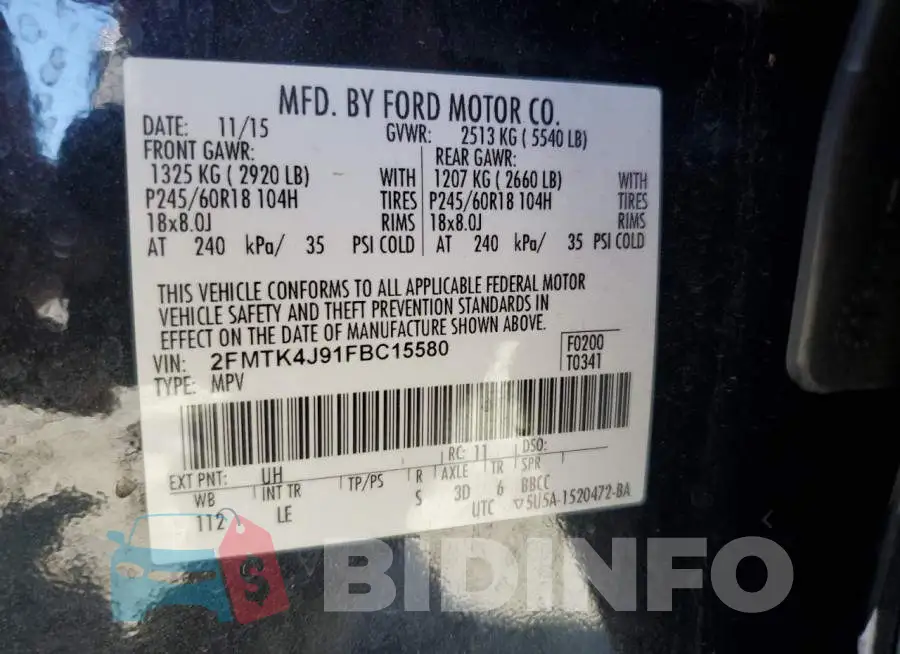 2FMTK4J91FBC15580 Photo# 12